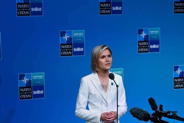 36th NATO Summit in Ankara ANKARA, TURKIYE - JULY 8: Iceland Prime Minister Kristrun Frostadottir speaks to press ahead of the main session of the North Atlantic Council Meeting, which brings together heads of state and government on the second day of the NATO Summit in Ankara, Turkiye, on July 8, 2026. Dogukan Keskinkilic Anadolu Ankara Turkey. Editorial use only. Please get in touch for any other usage.  Copyright: x2026xAnadoluxDogukanxKeskinkilicx