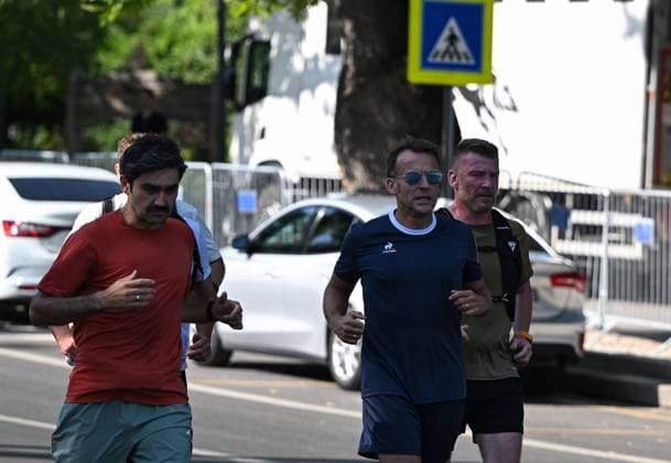 French President Macron goes for morning jog in Ankara ANKARA, TURKIYE - JULY 08: French President Emmanuel Macron goes for a morning jog in Ankara, Turkiye, where he arrived for the 36th NATO Heads of State and Government Summit on July 08, 2026. Saffet Azak Anadolu Ankara Turkey. Editorial use only. Please get in touch for any other usage.  Copyright: x2026xAnadoluxSaffetxAzakx