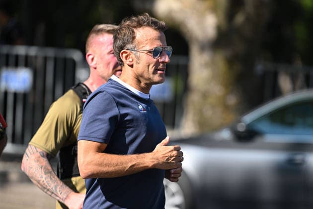 French President Macron goes for morning jog in Ankara ANKARA, TURKIYE - JULY 08: French President Emmanuel Macron goes for a morning jog in Ankara, Turkiye, where he arrived for the 36th NATO Heads of State and Government Summit on July 08, 2026. Saffet Azak Anadolu Ankara Turkey. Editorial use only. Please get in touch for any other usage.  Copyright: x2026xAnadoluxSaffetxAzakx