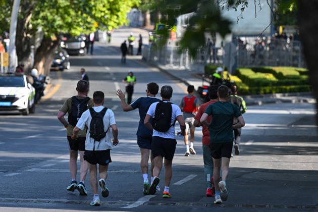 French President Macron goes for morning jog in Ankara ANKARA, TURKIYE - JULY 08: French President Emmanuel Macron goes for a morning jog in Ankara, Turkiye, where he arrived for the 36th NATO Heads of State and Government Summit on July 08, 2026. Saffet Azak Anadolu Ankara Turkey. Editorial use only. Please get in touch for any other usage.  Copyright: x2026xAnadoluxSaffetxAzakx