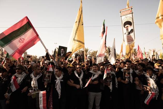 Crowds Gather for Funeral Procession in Najaf NAJAF, IRAQ JULY 8, 2026: Crowds gather ahead of the funeral procession for Ali Khamenei in Najaf, Iraq. Participants carried flags and portraits as large numbers of mourners assembled along the procession route under extensive organizational and security arrangements. NAJAF IQ Copyright: x xMohammedxzahidx xJNAxPressx