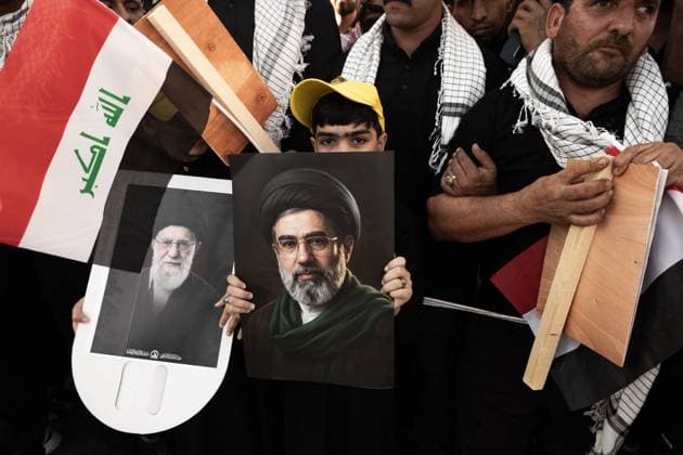 Crowds Gather for Funeral Procession in Najaf NAJAF, IRAQ JULY 8, 2026: Crowds gather ahead of the funeral procession for Ali Khamenei in Najaf, Iraq. Participants carried flags and portraits as large numbers of mourners assembled along the procession route under extensive organizational and security arrangements. NAJAF IQ Copyright: x xMohammedxzahidx xJNAxPressx