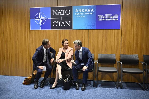 ANKARA, TURKIET 20260708 Sveriges statsminister Ulf Kristersson (M), utrikesminister Maria Malmer Stenergard (M) och försvarsminister Pal Jonsson under Nato-toppmötet i Ankara, Turkiet. ANKARA TURKIET x10430x *** ANKARA, TURKEY 20260708 Swedish Prime Minister Ulf Kristersson (M), Foreign Minister Maria Malmer Stenergard (M), and Defense Minister Pal Jonsson at the NATO summit in Ankara, Turkey ANKARA TURKEY x10430x  Copyright: xChristinexOlsson TTx NATO-TOPPMÖTE ANKARA 2026 2MAF0xMkr5U