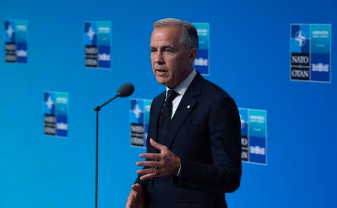 July 8, 2026, Ankara, Turkey: Prime Minister Mark Carney speaks as he arrives at the NATO Summit in Ankara, Turkey, Wednesday, July 8, 2026. Ankara Turkey  - ZUMAc35_ 20260708_zaf_c35_011 Copyright: xAdrianxWyldx