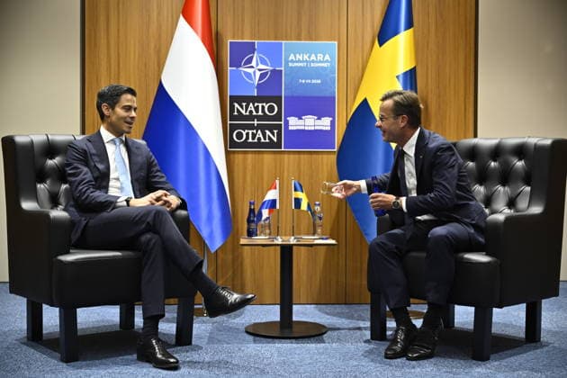 ANKARA, TURKIET 20260708 Nederländernas premiärminister Rob Jetten med Sveriges statsminister Ulf Kristersson (M) under Nato-toppmötet i Ankara, Turkiet. ANKARA TURKIET x10430x *** ANKARA, TURKEY 20260708 Dutch Prime Minister Rob Jetten with Swedish Prime Minister Ulf Kristersson M during the NATO summit in Ankara, Turkey ANKARA TURKEY x10430x  Copyright: xChristinexOlsson TTx NATO-TOPPMÖTE ANKARA 2026 ygLCaMr3lwA