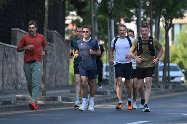 French President Macron goes for morning jog ahead of NATO summit in Ankara ANKARA, TURKIYE - JULY 08: French President Emmanuel Macron goes for a morning jog in Ankara, Turkiye, where he arrived for the 36th NATO Heads of State and Government Summit on July 08, 2026. Gokhan Balci Anadolu Ankara Turkey. Editorial use only. Please get in touch for any other usage.  Copyright: x2026xAnadoluxGokhanxBalcix