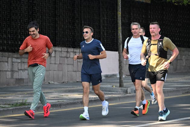 French President Macron goes for morning jog ahead of NATO summit in Ankara ANKARA, TURKIYE - JULY 08: French President Emmanuel Macron goes for a morning jog in Ankara, Turkiye, where he arrived for the 36th NATO Heads of State and Government Summit on July 08, 2026. Gokhan Balci Anadolu Ankara Turkey. Editorial use only. Please get in touch for any other usage.  Copyright: x2026xAnadoluxGokhanxBalcix