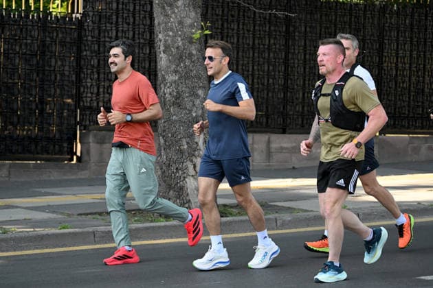 French President Macron goes for morning jog ahead of NATO summit in Ankara ANKARA, TURKIYE - JULY 08: French President Emmanuel Macron goes for a morning jog in Ankara, Turkiye, where he arrived for the 36th NATO Heads of State and Government Summit on July 08, 2026. Gokhan Balci Anadolu Ankara Turkey. Editorial use only. Please get in touch for any other usage.  Copyright: x2026xAnadoluxGokhanxBalcix