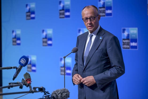 36th NATO Summit in Ankara ANKARA, TURKIYE - JULY 08: German Chancellor Friedrich Merz makes a statement to the press ahead of the main session of the North Atlantic Council Meeting during the second day of the 36th NATO Heads of State and Government Summit in Ankara, Turkiye on July 08, 2026. Ozge Elif Kizil Anadolu Ankara Turkey. Editorial use only. Please get in touch for any other usage.  Copyright: x2026xAnadoluxOzgexElifxKizilx