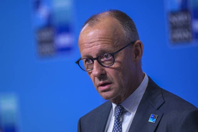 36th NATO Summit in Ankara ANKARA, TURKIYE - JULY 08: German Chancellor Friedrich Merz makes a statement to the press ahead of the main session of the North Atlantic Council Meeting during the second day of the 36th NATO Heads of State and Government Summit in Ankara, Turkiye on July 08, 2026. Ozge Elif Kizil Anadolu Ankara Turkey. Editorial use only. Please get in touch for any other usage.  Copyright: x2026xAnadoluxOzgexElifxKizilx