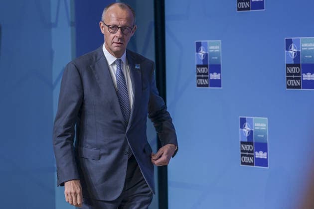 36th NATO Summit in Ankara ANKARA, TURKIYE - JULY 08: German Chancellor Friedrich Merz makes a statement to the press ahead of the main session of the North Atlantic Council Meeting during the second day of the 36th NATO Heads of State and Government Summit in Ankara, Turkiye on July 08, 2026. Ozge Elif Kizil Anadolu Ankara Turkey. Editorial use only. Please get in touch for any other usage.  Copyright: x2026xAnadoluxOzgexElifxKizilx