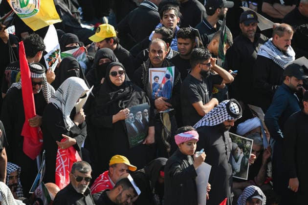 Thousands gather in Iraq for funeral procession of slain Iranian leader Khamenei NAJAF, IRAQ - JULY 8: A massive crowd of mourners carrying various flags and posters fills the streets during a farewell ceremony for slain Iranian supreme leader Ali Khamenei, in Najaf, Iraq, on July 8, 2026. Khamenei lost his life following joint US-Israeli attacks. Starting from the early hours of the morning, thousands of people flooded the squares and avenues to take part in the funeral procession and pay their final respects. Haidar Mohammed Ali Anadolu Najaf Iraq. Editorial use only. Please get in touch for any other usage.  Copyright: x2026xAnadoluxHaidarxMohammedxAlix