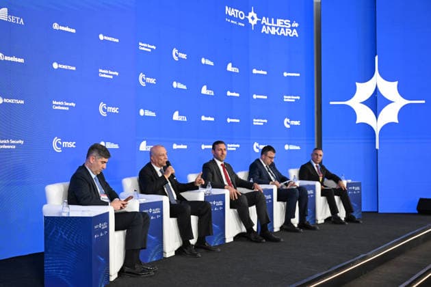 36th NATO Summit in Ankara ANKARA, TURKIYE - JULY 8: Leaders attend the panel titled Turkiye’s Defense Industry is held as part of the Allies in Ankara program, organized by the Presidency’s Directorate of Communications in cooperation with the Munich Security Conference (MSC) and the Foundation for Political, Economic and Social Research (SETA), within the framework of the 36th NATO Heads of State and Government Summit in Ankara, Turkiye, on July 8, 2026. Ozkan Bilgin Anadolu Ankara Turkey. Editorial use only. Please get in touch for any other usage.  Copyright: x2026xAnadoluxOzkanxBilginx