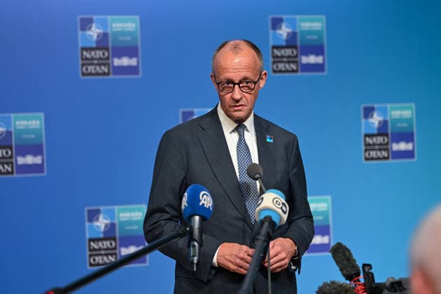 NATO Leaders Summit - North Atlantic Council Meeting - Ankara German Chancellor Friedrich Merz attending North Atlantic Council Meeting during the second day of the 36th NATO Heads of State and Government Summit in Ankara, Turkiye on July 8, 2026. Photo by Alaxis Jumeau ABACAPRESS.COM Ankara Turkey  Copyright: xJumeauxAlexis ABACAx