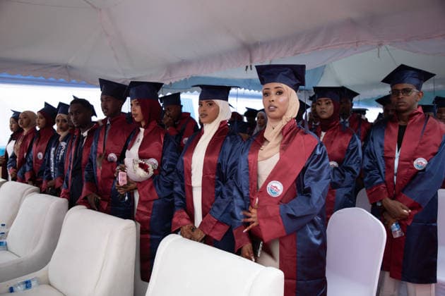 The Recep Tayyip Erdogan Faculty of Health Sciences held its graduation ceremony in Somalia MOGADISHU, SOMALIA - JULY 8: Graduates attend a commencement ceremony at Mogadishu Recep Tayyip Erdogan Faculty of Health Sciences, affiliated with the University of Health Sciences, in Mogadishu, Somalia, on July 8, 2026. Somalia Minister of Culture and Tourism Abdifitah Kasim Mohamud, Somalia Minister of Health and Human Services Dr. Ali Haji Aden, along with representatives of civil society organizations from Turkiye and Somalia, academics, students and parents, attend the ceremony. Abuukar Mohamed Muhidin Anadolu Mogadishu Somalia. Editorial use only. Please get in touch for any other usage.  Copyright: x2026xAnadoluxAbuukarxMohamedxMuhidinx