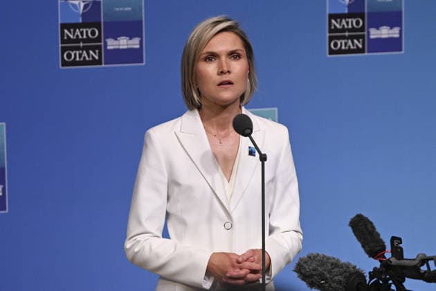 36th NATO Summit in Ankara ANKARA, TURKIYE - JULY 8: Iceland Prime Minister Kristrun Frostadottir speaks to press ahead of the main session of the North Atlantic Council Meeting, which brings together heads of state and government on the second day of the NATO Summit in Ankara, Turkiye, on July 8, 2026. Dogukan Keskinkilic Anadolu Ankara Turkey. Editorial use only. Please get in touch for any other usage.  Copyright: x2026xAnadoluxDogukanxKeskinkilicx