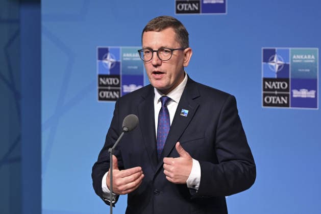 36th NATO Summit in Ankara ANKARA, TURKIYE - JULY 08: Estonia Prime Minister Kristen Michal makes a statement to the press ahead of the main session of the North Atlantic Council Meeting during the second day of the 36th NATO Heads of State and Government Summit in Ankara, Turkiye on July 08, 2026. Dogukan Keskinkilic Anadolu Ankara Turkey. Editorial use only. Please get in touch for any other usage.  Copyright: x2026xAnadoluxDogukanxKeskinkilicx