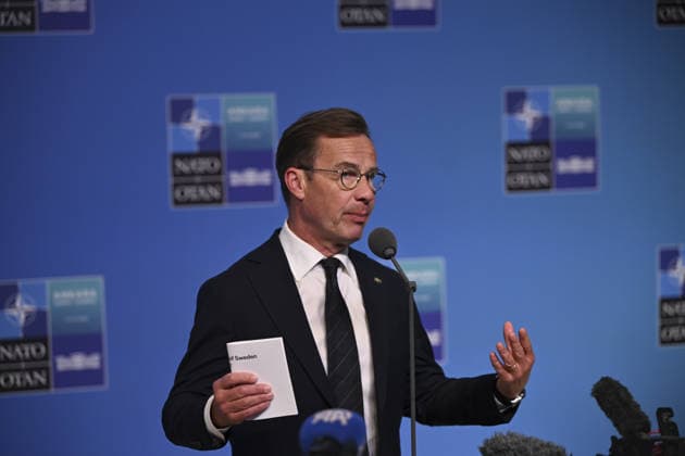 36th NATO Summit in Ankara ANKARA, TURKIYE - JULY 08: Swedish Prime Minister Ulf Kristersson makes a statement to the press ahead of the main session of the North Atlantic Council Meeting during the second day of the 36th NATO Heads of State and Government Summit in Ankara, Turkiye on July 08, 2026. Dogukan Keskinkilic Anadolu Ankara Turkey. Editorial use only. Please get in touch for any other usage.  Copyright: x2026xAnadoluxDogukanxKeskinkilicx