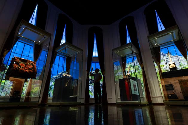 TAIYUAN, CHINA - JULY 08: A visitor views exhibits during the Land of Noah exhibition featuring 134 sets of artifacts from the Yerevan History Museum at the Shanxi Museum on July 8, 2026 in Taiyuan, Shanxi Province of China. The exhibition displays precious items including traditional costumes, silverware, musical instruments, carpets, embroidery, oil paintings and pottery to showcase Armenian civilization.  Copyright: xVCGx 111653071825