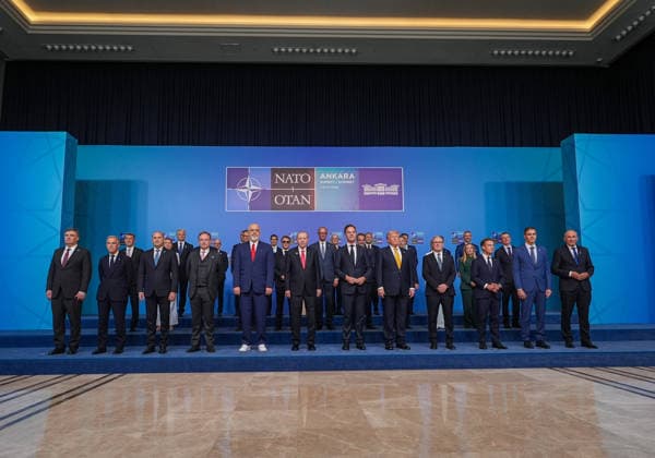 36th NATO Summit in Ankara ANKARA, TURKIYE - JULY 8: Turkish President Recep Tayyip Erdogan, NATO Secretary General Mark Rutte, U.S. President Donald Trump, French President Emmanuel Macron, Czech President Petr Pavel, Latvian President Edgars Rinkevics, Finnish President Alexander Stubb, Romanian President Nicusor Dan, Slovak President Peter Pellegrini, Polish President Karol Nawrocki, Croatian President Zoran Milanovic, Lithuanian President Gitanas Nauseda, Dutch Prime Minister Rob Jetten, German Chancellor Friedrich Merz, British Prime Minister Keir Starmer, Spanish Prime Minister Pedro Sanchez, Danish Prime Minister Mette Frederiksen, Greek Prime Minister Kyriakos Mitsotakis, Portuguese Prime Minister Luis Montenegro, Luxembourg Prime M  Copyright: x2026xAnadoluxAhmetxSerdarxEserx