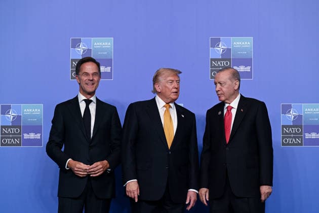 36th NATO Summit in Ankara ANKARA, TURKIYE - JULY 8: Turkish President Recep Tayyip Erdogan (R) and NATO Secretary General Mark Rutte (L) welcome US President Donald Trump ahead of the North Atlantic Council meeting, held as part of the 36th NATO Summit of Heads of State and Government in Ankara, Turkiye, on July 8, 2026. Binnur Ege Gurun Kocak Anadolu Ankara Turkey. Editorial use only. Please get in touch for any other usage.  Copyright: x2026xAnadoluxBinnurxEgexGurunxKocakx