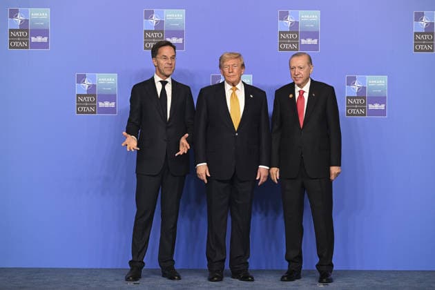 36th NATO Summit in Ankara ANKARA, TURKIYE - JULY 8: Turkish President Recep Tayyip Erdogan (R) and NATO Secretary General Mark Rutte (L) welcome US President Donald Trump ahead of the North Atlantic Council meeting, held as part of the 36th NATO Summit of Heads of State and Government in Ankara, Turkiye, on July 8, 2026. Binnur Ege Gurun Kocak Anadolu Ankara Turkey. Editorial use only. Please get in touch for any other usage.  Copyright: x2026xAnadoluxBinnurxEgexGurunxKocakx