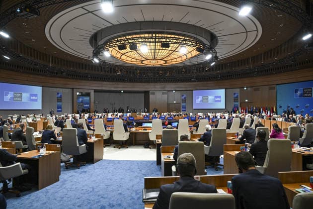 36th NATO Summit in Ankara ANKARA, TURKIYE - JULY 8: A general view from the North Atlantic Council meeting, held as part of the 36th NATO Summit of Heads of State and Government in Ankara, Turkiye, on July 8, 2026. Harun Ozalp Anadolu Ankara Turkey. Editorial use only. Please get in touch for any other usage.  Copyright: x2026xAnadoluxHarunxOzalpx