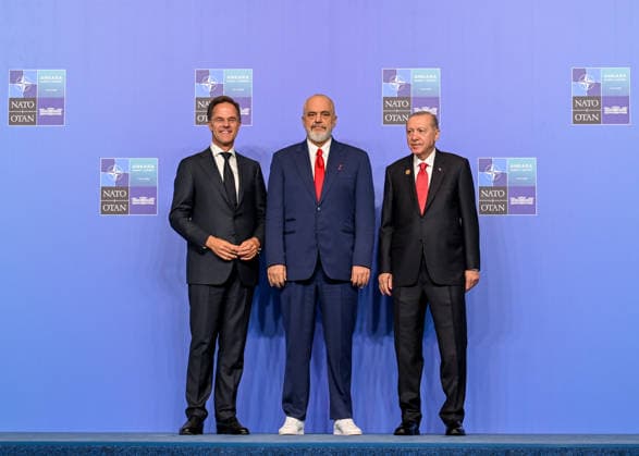 36th NATO Summit in Ankara ANKARA, TURKIYE - JULY 8: Turkish President Recep Tayyip Erdogan, NATO Secretary General Mark Rutte and Albanian Prime Minister Edi Rama attend the North Atlantic Council meeting, held as part of the 36th NATO Summit of Heads of State and Government in Ankara, Turkiye, on July 8, 2026. Mehmet Ali Ozcan Anadolu Ankara Turkey. Editorial use only. Please get in touch for any other usage.  Copyright: x2026xAnadoluxMehmetxAlixOzcanx
