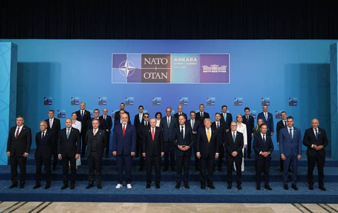 36th NATO Summit in Ankara ANKARA, TURKIYE - JULY 8: (----EDITORIAL USE ONLY MANDATORY CREDIT - TURKISH PRESIDENCY MURAT CETINMUHURDAR HANDOUT - NO MARKETING NO ADVERTISING CAMPAIGNS - DISTRIBUTED AS A SERVICE TO CLIENTS----) NATO leaders pose for a family photo ahead of the North Atlantic Council meeting, held as part of the 36th NATO Summit of Heads of State and Government in Ankara, Turkiye, on July 8, 2026. Turkish President Recep Tayyip Erdogan, NATO Secretary General Mark Rutte, U.S. President Donald Trump, French President Emmanuel Macron, Czech President Petr Pavel, Latvian President Edgars Rinkevics, Finnish President Alexander Stubb, Romanian President Nicusor Dan, Slovak President Peter Pellegrini, Polish President Karol Na  Copyright: x2026xAnadoluxTURxPresidencyx MuratxCetinmuhurdarx xHandoutx