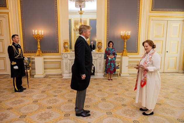 Den Haag, The Netherlands, 2026-07-08 09:34:09 THE HAGUE, 08-07-2026, Noordeinde Palace. King Willem Alexander receives the Ambassador of the Federal Republic of Germany, Her Excellency Tania Freiin von Uslar-Gleichen, at Noordeinde Palace in The Hague for the presentation of their credentials. PHOTO: NLBeeld POOL Wesley de Wit Credit: NL Beeld Patrick van Emst  Copyright: xx x
