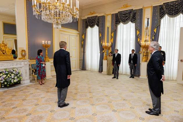 Den Haag, The Netherlands, 2026-07-08 10:19:46 THE HAGUE, 08-07-2026, Noordeinde Palace. King Willem Alexander receives the Ambassador of the People s Republic of Bangladesh, His Excellency Faiyaz Murshid Kazi, at Noordeinde Palace in The Hague for the presentation of their credentials. PHOTO: NLBeeld POOL Wesley de Wit Credit: NL Beeld Patrick van Emst  Copyright: xx x