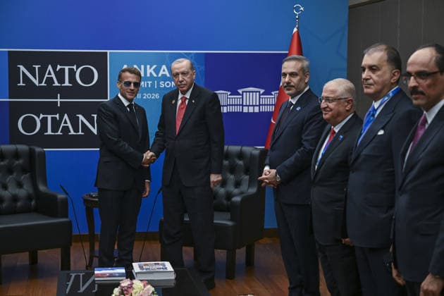 36th NATO Summit in Ankara ANKARA, TURKIYE - JULY 8: Turkish President Recep Tayyip Erdogan meets with French President Emmanuel Macron as part of the 36th NATO Heads of State and Government Summit in Ankara, Turkiye, on July 8, 2026. Utku Ucrak Anadolu Ankara Turkey. Editorial use only. Please get in touch for any other usage.  Copyright: x2026xAnadoluxUtkuxUcrakx