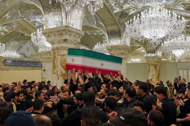 Farewell ceremony held for Iran s former leader Ali Khamenei in Najaf NAJAF, IRAQ - JULY 8: (----EDITORIAL USE ONLY MANDATORY CREDIT - IRANIAN LEADER PRESS OFFICE HANDOUT - NO MARKETING NO ADVERTISING CAMPAIGNS - DISTRIBUTED AS A SERVICE TO CLIENTS----) Large crowds carrying flags and posters attend the farewell ceremony held for former Iranian leader Ali Khamenei, who was killed in U.S.-Israeli attacks as in Najaf, Iran on July 8, 2026. The coffins of Khamenei and his family members are transported through the crowd in a specially designed truck after the Imam Reza Shrine before being brought to the Imam Ali Shrine. Iranian Leader Press Office Handout Anadolu Najaf Iraq. Editorial use only. Please get in touch for any other usage.  Copyright: x2026xAnadoluxIranianxLeaderxPressxOffice Handoutx