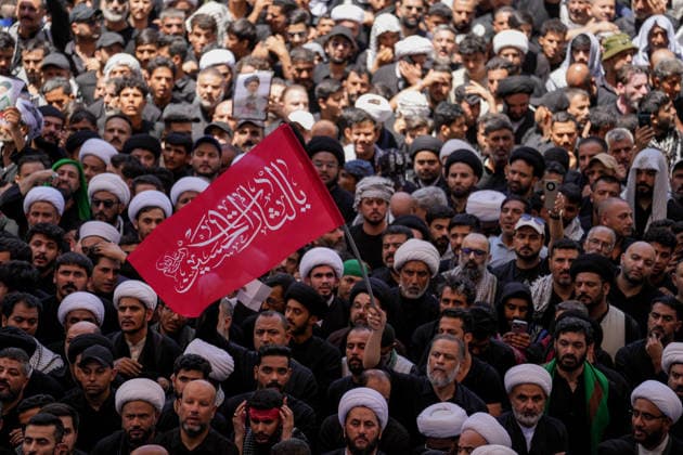 Farewell ceremony held for Iran s former leader Ali Khamenei in Najaf NAJAF, IRAQ - JULY 8: Large crowds carrying flags and posters attend the farewell ceremony held for former Iranian leader Ali Khamenei, who was killed in U.S.-Israeli attacks as in Najaf, Iran on July 8, 2026. The coffins of Khamenei and his family members are transported through the crowd in a specially designed truck after the Imam Reza Shrine before being brought to the Imam Ali Shrine. Karar Essa Anadolu Najaf Iraq. Editorial use only. Please get in touch for any other usage.  Copyright: x2026xAnadoluxKararxEssax