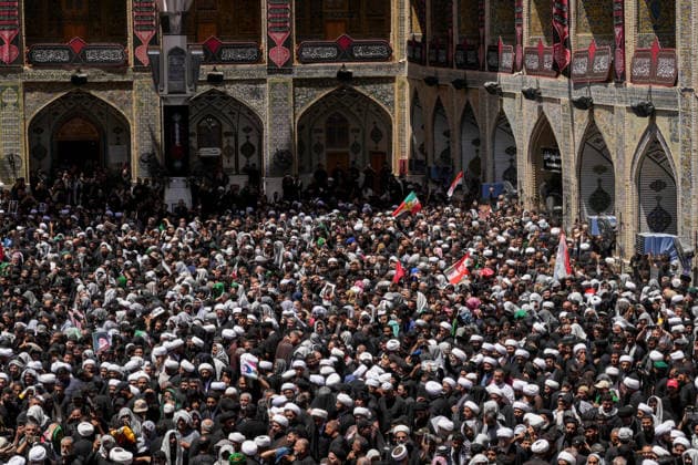 Farewell ceremony held for Iran s former leader Ali Khamenei in Najaf NAJAF, IRAQ - JULY 8: Large crowds carrying flags and posters attend the farewell ceremony held for former Iranian leader Ali Khamenei, who was killed in U.S.-Israeli attacks as in Najaf, Iran on July 8, 2026. The coffins of Khamenei and his family members are transported through the crowd in a specially designed truck after the Imam Reza Shrine before being brought to the Imam Ali Shrine. Karar Essa Anadolu Najaf Iraq. Editorial use only. Please get in touch for any other usage.  Copyright: x2026xAnadoluxKararxEssax