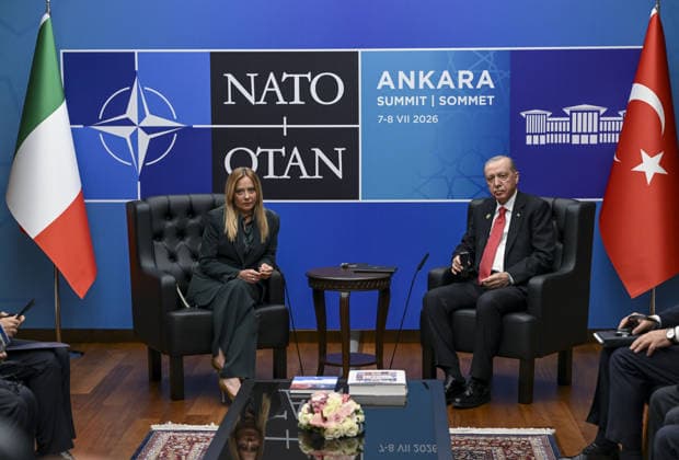 36th NATO Summit in Ankara ANKARA, TURKIYE - JULY 8: Turkish President Recep Tayyip Erdogan meets with Italian Prime Minister Giorgia Meloni as part of the 36th NATO Heads of State and Government Summit in Ankara, Turkiye, on July 8, 2026. Utku Ucrak Anadolu Ankara Turkey. Editorial use only. Please get in touch for any other usage.  Copyright: x2026xAnadoluxUtkuxUcrakx