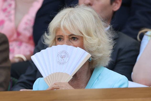 . 08 07 2026. London, United Kingdom. Queen Camilla, Peter Phillips and Harriet Sperling in the Royal Box on day ten of the Wimbledon Tennis Championships in London.  xStephenxLockx xi-Imagesx IIM-26894-0041