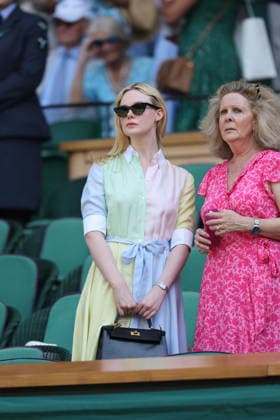 . 08 07 2026. London, United Kingdom. Queen Camilla, Peter Phillips and Harriet Sperling and Elle Fanning in the Royal Box on day ten of the Wimbledon Tennis Championships in London. xStephenxLockx xi-Imagesx IIM-26894-0072