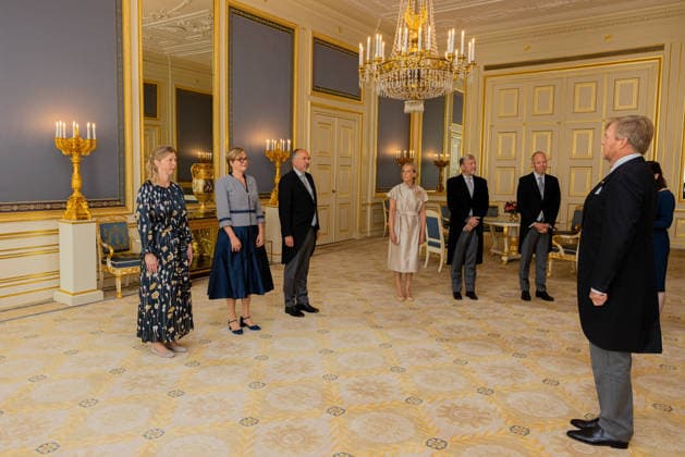 08-07-2026 Palace King Willem-Alexander during a meeting with Ambassador drs. G.M. Landheer (PV OESO), Hare Excellentie drs. E.H.T. van Eerten (Chisinau), Zijne Excellentie drs. R.F.N.W. Wols (Manilla), Zijne Excellentie mr. R.J.P. Pronk (Bagdad), Hare Excellentie drs. A.J. Ter Hoeve-van Heek (Valletta), Hare Excellentie drs. M.M. Monster (Tirana), Zijne Excellentie drs. J.T.M. Akerboom (Accra), Hare Excellentie drs. J.D. Nienhuis (Wellington), Zijne Excellentie drs. R.P.M. Martin (Lissabon), Hare Excellentie mr. dr. M.J. Busstra (Paramaribo) en Hare Excellentie drs. A.P. Diepenbroek (Kopenhagen). Â  Copyright: xPPEx