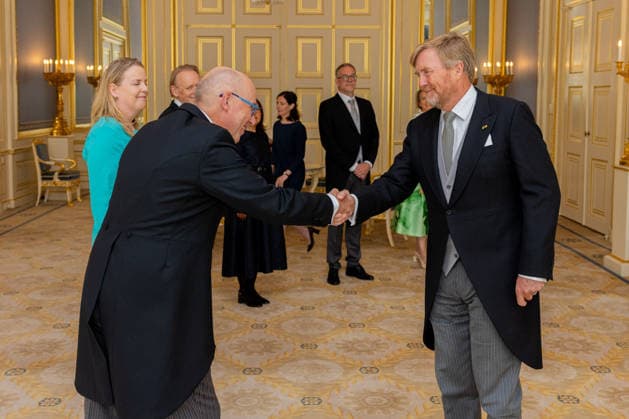 08-07-2026 Palace King Willem-Alexander during a meeting with Ambassador drs. G.M. Landheer (PV OESO), Hare Excellentie drs. E.H.T. van Eerten (Chisinau), Zijne Excellentie drs. R.F.N.W. Wols (Manilla), Zijne Excellentie mr. R.J.P. Pronk (Bagdad), Hare Excellentie drs. A.J. Ter Hoeve-van Heek (Valletta), Hare Excellentie drs. M.M. Monster (Tirana), Zijne Excellentie drs. J.T.M. Akerboom (Accra), Hare Excellentie drs. J.D. Nienhuis (Wellington), Zijne Excellentie drs. R.P.M. Martin (Lissabon), Hare Excellentie mr. dr. M.J. Busstra (Paramaribo) en Hare Excellentie drs. A.P. Diepenbroek (Kopenhagen). Â  Copyright: xPPEx