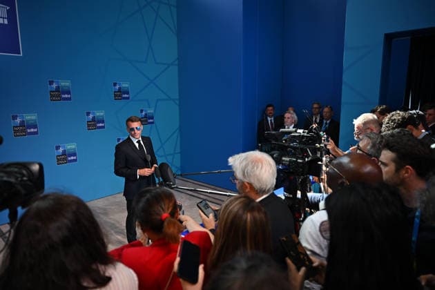 NATO Ankara Summit ANKARA, TURKIYE - JULY 8: French President Emmanuel Macron speaks to press following the 36th NATO Heads of State and Government Summit in Ankara, Turkiye, on July 8, 2026. Harun Ozalp Anadolu Ankara Turkey. Editorial use only. Please get in touch for any other usage.  Copyright: x2026xAnadoluxHarunxOzalpx