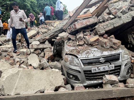 Under-Construction Building Collapses in New Delhi s Rohini Sector 16 New Delhi, Jul 08 (ANI): A view of a damaged vehicle trapped under the piles of rubble after an under-construction building collapsed at Rohini s Sector 16, in New Delhi on Wednesday. Firefighting and rescue operations underway. NEW DELHI Delhi India Copyright: xANIx ANI_20260708350