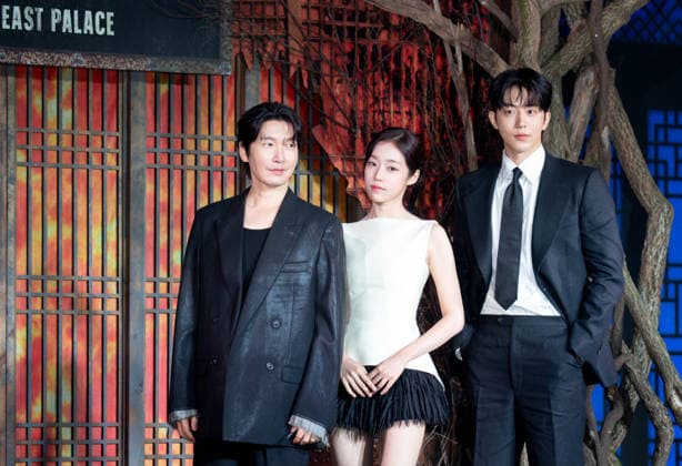 Jo Seung-Woo, Roh Yoon-Seo and Nam Joo-Hyuk, July 8, 2026 : Cast members (L-R) Jo Seung-Woo, Roh Yoon-Seo and Nam Joo-Hyuk at a press conference for the upcoming Netflix original series The East Palace in Seoul, South Korea. The action-packed eight-episode period drama follows a man with the unique ability to cross over into the spirit realm and a court lady harboring a mysterious past. Summoned by the king, the duo is tasked with untangling dangerous histories to uncover a secret buried in the very heart of the palace. The series will be released on July 17.  aflo_337318451