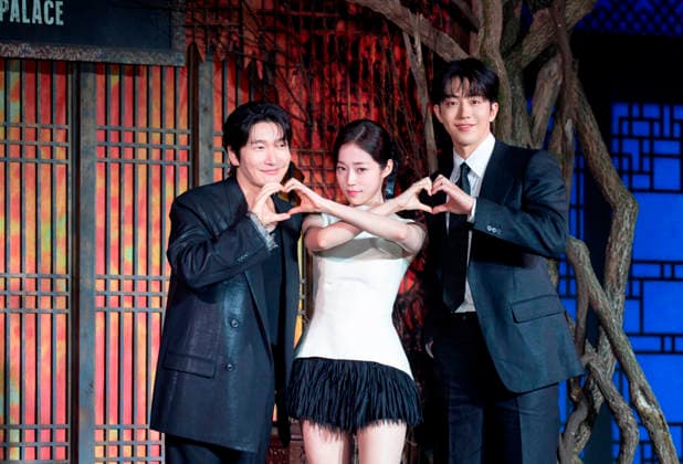Jo Seung-Woo, Roh Yoon-Seo and Nam Joo-Hyuk, July 8, 2026 : Cast members (L-R) Jo Seung-Woo, Roh Yoon-Seo and Nam Joo-Hyuk at a press conference for the upcoming Netflix original series The East Palace in Seoul, South Korea. The action-packed eight-episode period drama follows a man with the unique ability to cross over into the spirit realm and a court lady harboring a mysterious past. Summoned by the king, the duo is tasked with untangling dangerous histories to uncover a secret buried in the very heart of the palace. The series will be released on July 17.  aflo_337318482
