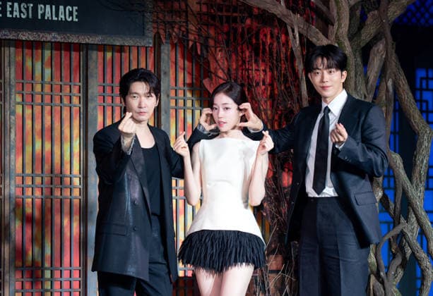 Jo Seung-Woo, Roh Yoon-Seo and Nam Joo-Hyuk, July 8, 2026 : Cast members (L-R) Jo Seung-Woo, Roh Yoon-Seo and Nam Joo-Hyuk at a press conference for the upcoming Netflix original series The East Palace in Seoul, South Korea. The action-packed eight-episode period drama follows a man with the unique ability to cross over into the spirit realm and a court lady harboring a mysterious past. Summoned by the king, the duo is tasked with untangling dangerous histories to uncover a secret buried in the very heart of the palace. The series will be released on July 17.  aflo_337318496