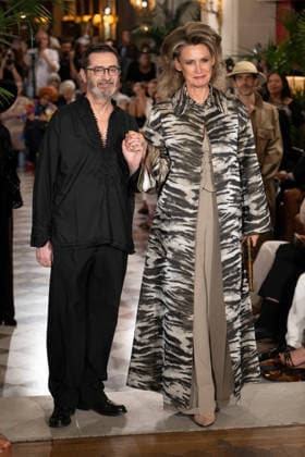 PFW - Franck Sorbier Runway Franck Sorbier and a model walk the runway during the Franck Sorbier Haute Couture Fall Winter 2026 2027 show as part of Paris Fashion Week in Paris, France on July 08, 2026. Photo by Laurent Zabulon ABACAPRESS.COM  Copyright: xZabulonxLaurent ABACAx