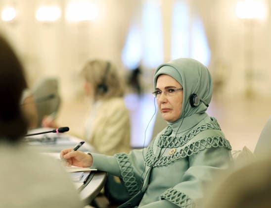 Turkish First Lady Emine Erdogan hosts spouses of leaders ANKARA, TURKIYE - JULY 8: (----EDITORIAL USE ONLY - MANDATORY CREDIT - TURKISH PRESIDENCY MUSTAFA KAMACI HANDOUT - NO MARKETING NO ADVERTISING CAMPAIGNS - DISTRIBUTED AS A SERVICE TO CLIENTS----) Turkish First Lady Emine Erdogan hosts spouses of heads of state and government attending the 36th NATO Heads of State and Government Summit at Cankaya Mansion in Ankara, Turkiye, on July 8, 2026. Turkish Presidency Mustafa Kamaci Handout Anadolu Ankara Turkey. Editorial use only. Please get in touch for any other usage.  Copyright: x2026xAnadoluxTurkishxPresidencyx xMustafaxKamacix xHandoutx