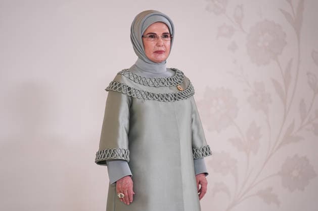 Turkish First Lady Emine Erdogan hosts spouses of leaders ANKARA, TURKIYE - JULY 8: Turkish First Lady Emine Erdogan hosts spouses of heads of state and government attending the 36th NATO Heads of State and Government Summit at Cankaya Mansion in Ankara, Turkiye, on July 8, 2026. Berkan Cetin Anadolu Ankara Turkey. Editorial use only. Please get in touch for any other usage.  Copyright: x2026xAnadoluxBerkanxCetinx
