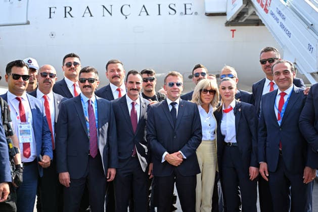 36th NATO Summit in Ankara ANKARA, TURKIYE - JULY 08: French President Emmanuel Macron and his wife Brigitte Macron depart from Esenboga Airport following the 36th NATO Summit in Ankara, Turkiye, on July 8, 2026. Hakan Nural Anadolu Ankara Turkey. Editorial use only. Please get in touch for any other usage.  Copyright: x2026xAnadoluxHakanxNuralx