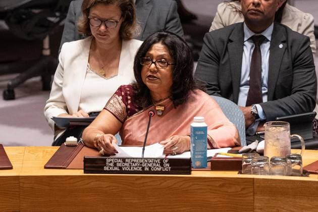 July 8, 2026, New York, New York, USA: Pramila Patten, Special Representative of the Secretary-General on Sexual Violence in Conflict speaks during Security Council meeting on Women and peace and security Honoring the promise of international law to survivors of conflict related sexual violence at UN Headquarters in New York, NY on July 8, 2026. New York USA  - ZUMAr339 20260708_znp_r339_005 Copyright: xLevxRadinx